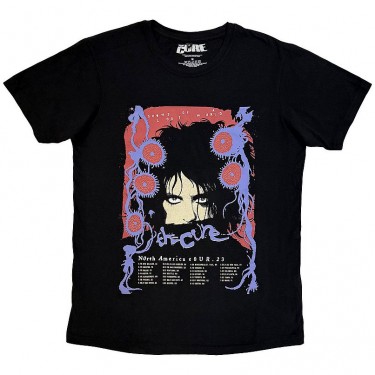 The Cure Unisex Carbon T-Shirt: North American Tour '23 Poster (Black) (Large)