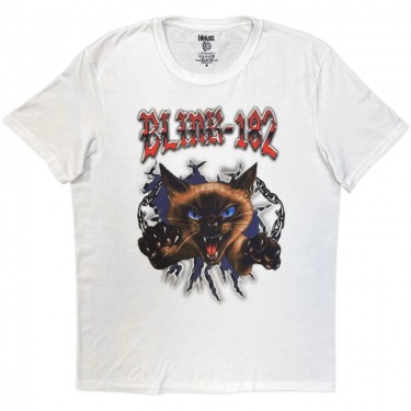 Blink-182 Unisex T-Shirt: Cheshire Cat (White) (Large)