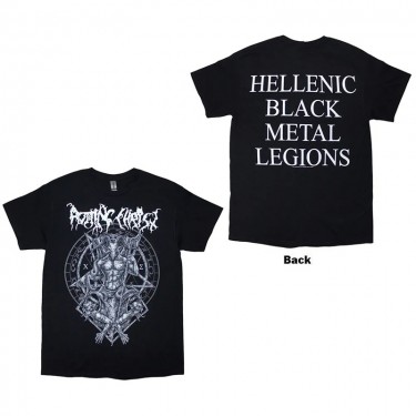 Rotting Christ Unisex T-Shirt: Hellenic Black Metal Legions (Black) (Back Print) (Medium)
