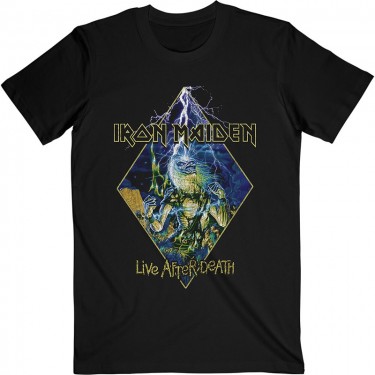 Iron Maiden Unisex T-Shirt: Live After Death Diamond (Black) (X-Large)