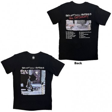 Red Hot Chili Peppers Unisex Carbon T-Shirt: The Getaway Tracklist (Black) (Back Print) (X-Large)