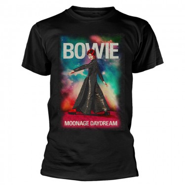 David Bowie Unisex Embellished T-Shirt: Moonage 11 Fade (Glitter Print) (Small)