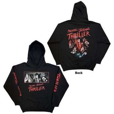 Michael Jackson Unisex Pullover Hoodie: Thriller Zombies (Black) (Back Print) (X-Large)