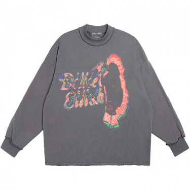 Billie Eilish Unisex Long Sleeve T-Shirt: Neon Silhouette (Charcoal Grey) (Small)