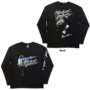 Michael Jackson Unisex Long Sleeve T-Shirt: Thriller / Hat Poses (Black) (Back Print) (Small)