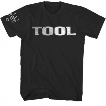 Tool Unisex T-Shirt: Metallic Silver Logo (Black) (Sleeve Print) (Large)