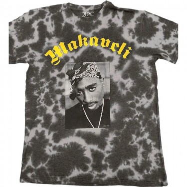 Tupac Unisex T-Shirt: Makaveli (Grey) (Back Print & Wash Collection) (Medium)
