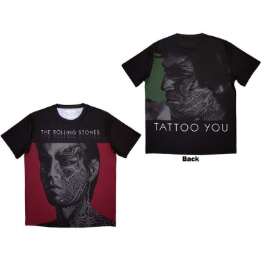 The Rolling Stones Unisex Sublimation T-Shirt: Tattoo You (Black) (Back Print) (Medium)