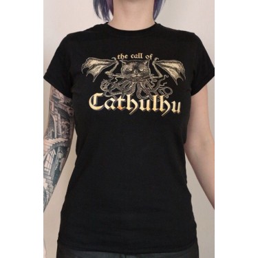 NUCLEAR HOLOCATS - CATHULHU ČERNÉ - T-SHIRT (LADIES)