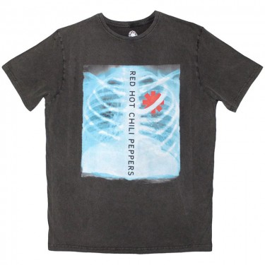 Red Hot Chili Peppers Unisex Stone Wash T-Shirt: X-Ray (Charcoal Grey) (Large)