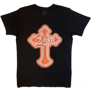 Tupac Unisex T-Shirt: Halloween Cross (Black)  (Small)