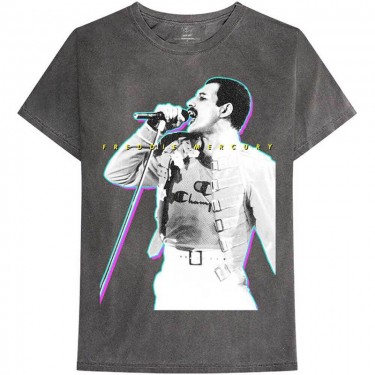 Freddie Mercury Unisex T-Shirt: Glow (Wash Collection) (Small)