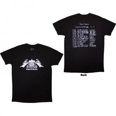 Radiohead Unisex Organic T-Shirt: Bearhead Crest (Black) (Back Print) (XX-Large)
