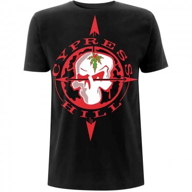 Cypress Hill Unisex T-Shirt: Skull Compass (Black) (Medium)