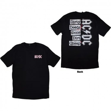 AC/DC Unisex T-Shirt: Mini Logo / Dirty Deeds (Back Print) (Medium)