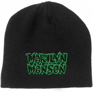 MARILYN MANSON UNISEX BEANIE HAT: LOGO - GREEN