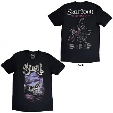 Ghost Unisex T-Shirt: Skeletour Admat '25 Tour Dates (Black) (Back Print) (X-Large)