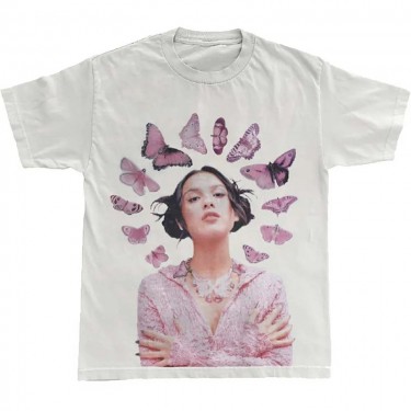 Olivia Rodrigo Unisex T-Shirt: Butterfly Halo (White) (Ex-Tour) (Large)