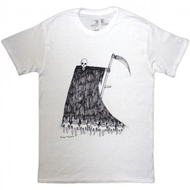Radiohead Unisex Organic T-Shirt: Grim Reaper (White) (Medium)