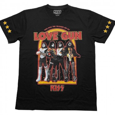 KISS Unisex T-Shirt: Love Gun Stars (Sleeve Print) (Medium)