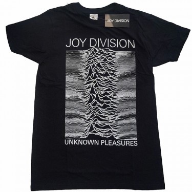 Joy Division Unisex Tee: Unknown Pleasures White On Black (Small) - T-shirt (Small)