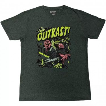 Outkast Unisex T-Shirt: ATLiens (Green) (X-Large)