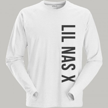 Lil Nas X Unisex Long Sleeved T-Shirt: Vertical Text - White