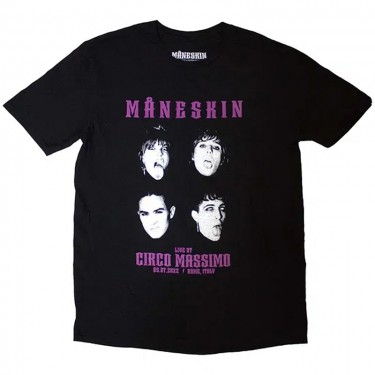 Maneskin Unisex T-Shirt: Live At Circo Massimo 2022 Faces (Ex-Tour) (Large)