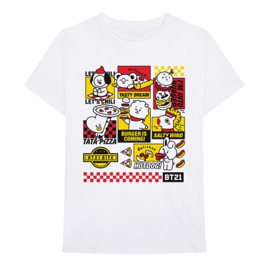 BT21 Unisex T-Shirt: Bite Fast Food - White