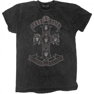Guns N' Roses Unisex T-Shirt: Monochrome Cross (Wash Collection) (X-Large)