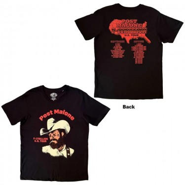 Post Malone Unisex T-Shirt: U.S. Tour (Black) (Back Print) (Medium)