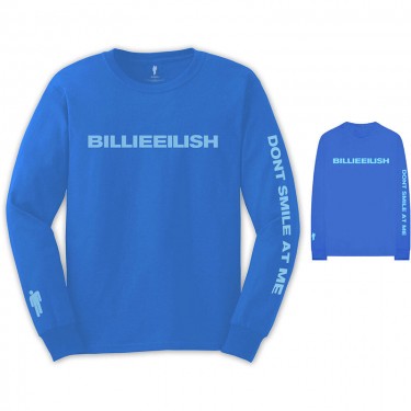 Billie Eilish Unisex Long Sleeve T-Shirt: Smile (Back & Sleeve Print) (Large)