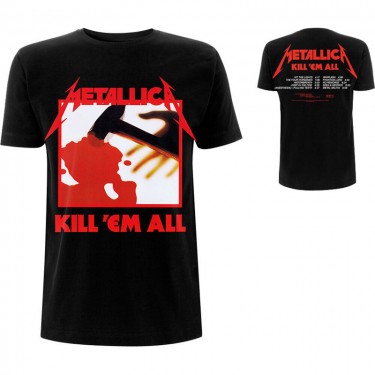Metallica Unisex T-Shirt: Kill 'Em All Tracks (Back Print) (Large)