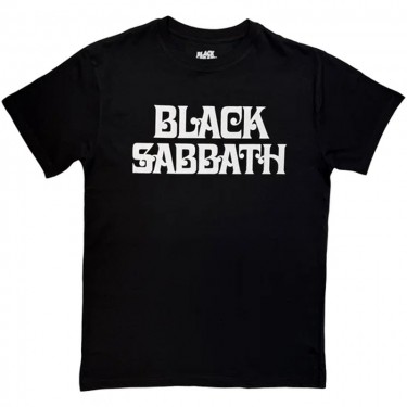 Black Sabbath Unisex T-Shirt: Curly Logo Mono (Black) (Large)