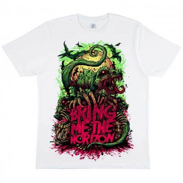 Bring Me The Horizon Unisex T-Shirt: Dinosaur (White) (Small)