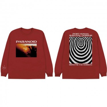 Bring Me The Horizon Unisex Long Sleeved T-Shirt: Paranoid (Back Print) - Red
