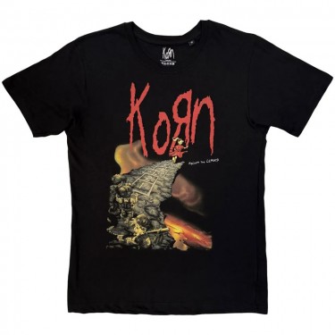 Korn Unisex T-Shirt: Follow The Leader Cliff (Black) (Large)