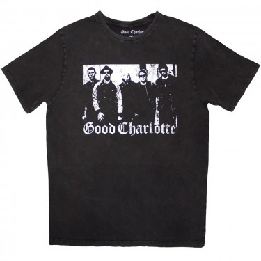 Good Charlotte Unisex Stone Wash T-Shirt: Band Photo (Charcoal Grey) (Medium)