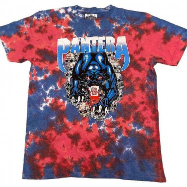 Pantera Unisex T-Shirt: Panther (Blue) (Wash Collection) (Small)