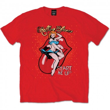 The Rolling Stones Unisex T-Shirt: Start me up (Red) (X-Large)