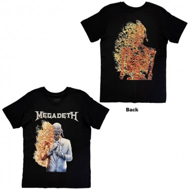 Megadeth Unisex T-Shirt: White Album Vic Flame (Black) (Back Print) (X-Large) Megadeth Unisex T-Shirt: White Album Vic Flame (Black) (Back Print) (X-Large)
