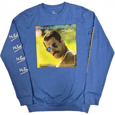 Freddie Mercury Unisex Long Sleeve T-Shirt: Mr Bad Guy (Sleeve Print) (Medium)