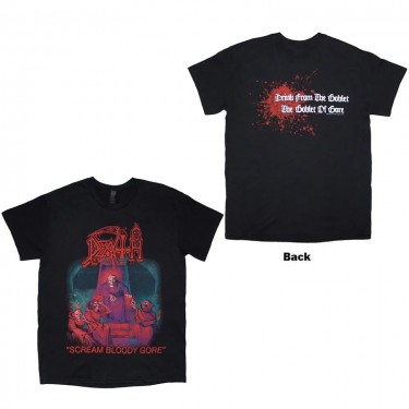 Death Unisex T-Shirt: Scream Bloody Gore (Black) (Back Print) (Large)