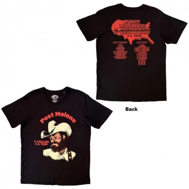 Post Malone Unisex T-Shirt: U.S. Tour (Black) (Back Print) (Large)