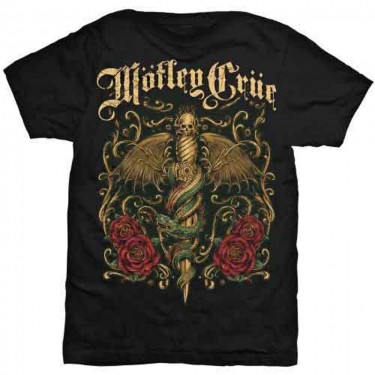 Motley Crue Unisex T-Shirt: Exquisite Dagger (Black) (Small)
