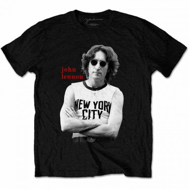 John Lennon Unisex T-Shirt: New York City B&W (Large)