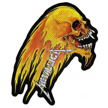 Metallica Standard Patch: Flaming Skull Cut-Out