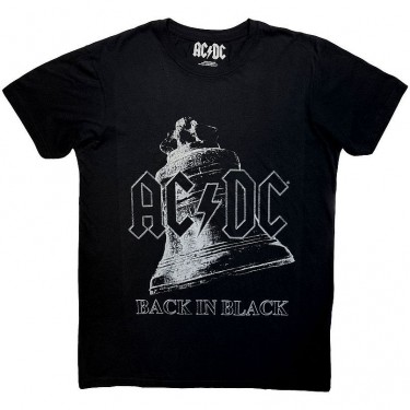 AC/DC Unisex Carbon T-Shirt: Back In Black Bell (Black) (Small)
