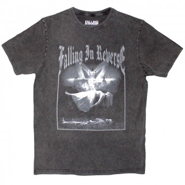 Falling In Reverse Unisex Stone Wash T-Shirt: Floating (Charcoal Grey) (Large)