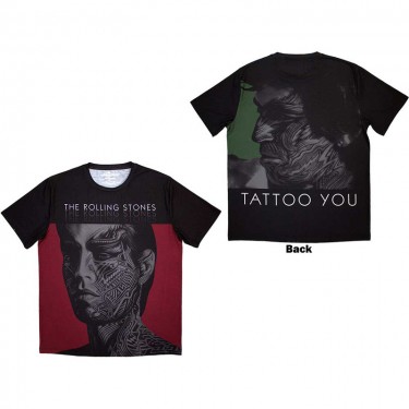 The Rolling Stones Unisex Sublimation T-Shirt: Tattoo You (Black) (Back Print) (Small)